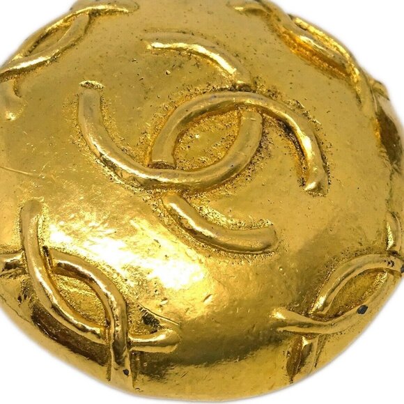 Chanel Button Earrings Clip-On Gold - Picture 2 of 4